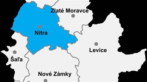 Mapa Nitrianskeho kraja s vyznačenými úradmi