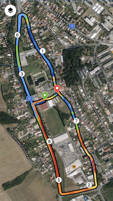 Mapa mesta Veľký Krtíš s vyznačenými priemyselnými zónami a centrom