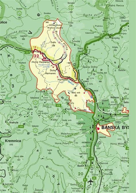 Mapa Banskej Bystrice s vyznačenými populárnymi lokalitami pre bývanie