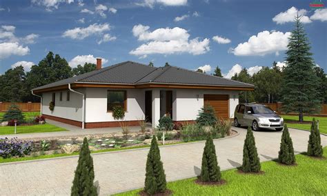 Vizuálizácia moderného bungalovu s veľkou terasou