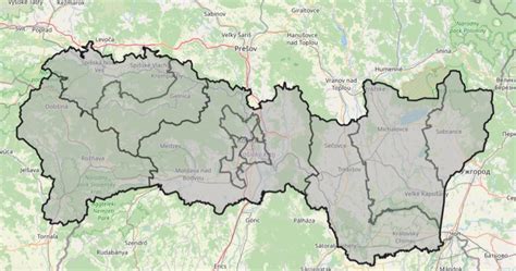 mapa košického kraja s vyznačenými lokalitami BIKEY