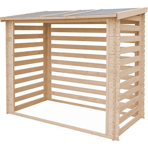 Drevený prístrešok s integrovaným úložiskom na drevo