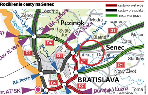Mapa strategickej polohy Senca vzhľadom na Bratislavu