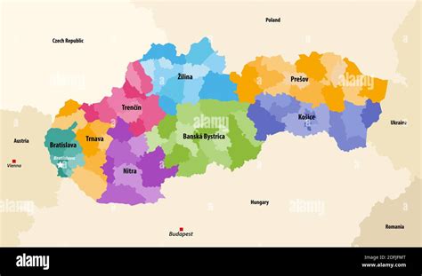 Map of cadastral districts in Slovakia