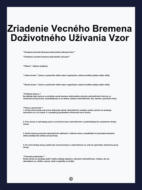 proces zriadenia vecného bremena