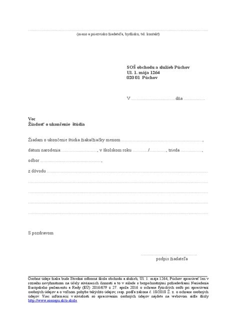 Štruktúra žiadosti o byt