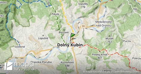 Mapa okresu Dolný Kubín s vyznačeným Oravským Podzámkom