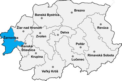 Mapa okresu Žarnovica s vyznačenými prvkami RÚSES
