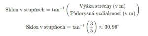 Porovnanie sklonu strechy v stupňoch a percentách