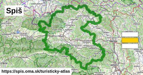 Mapa regiónu Spiš s vyznačenou oblasťou