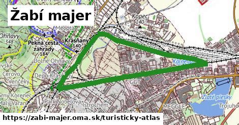 Mapa Bratislavy s vyznačenými lokalitami ako Rača a Žabí majer