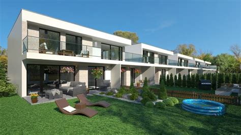 Vizualizácia modernej bytovej zástavby s prvkami zelene