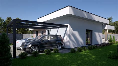 Vizualizácia moderného bungalovu s prepojením na záhradu