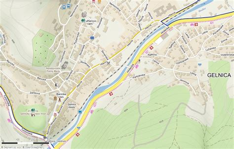 Mapa ukazujúca Gelnica a blízke okolie s vyznačeným Krompachom
