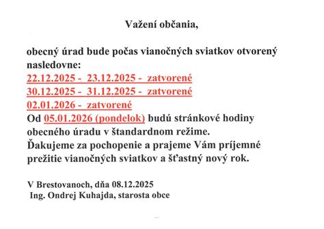 Otváracie hodiny úradu