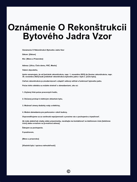 Ilustrácia oznámenia o prerábke bytu