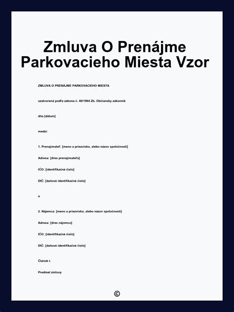Ilustračný obrázok parkovacieho miesta