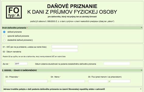 Daňové priznanie k dani z príjmov fyzických osôb