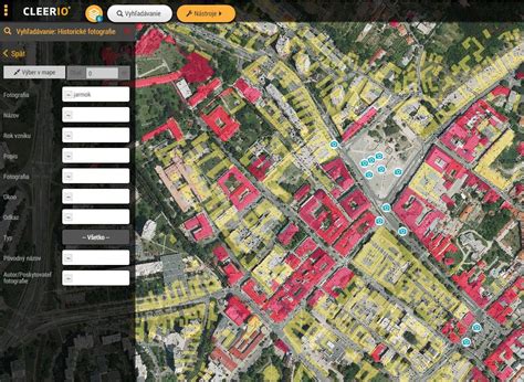 Mapa centra mesta Levice s vyznačenými kľúčovými bodmi