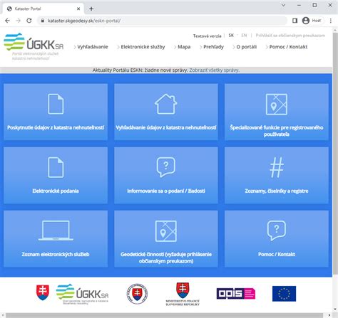 Screenshot portálu ESKN s formulárom pre vyhľadávanie