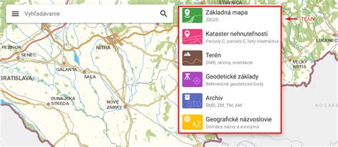 Screenshot Mapového klienta ZBGIS s vyznačenou parcelou