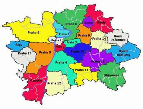 Mapa Prahy 4 s vyznačenými lokalitami
