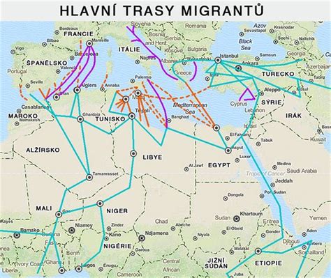 Mapa znázorňujúca medzinárodné prepravné trasy