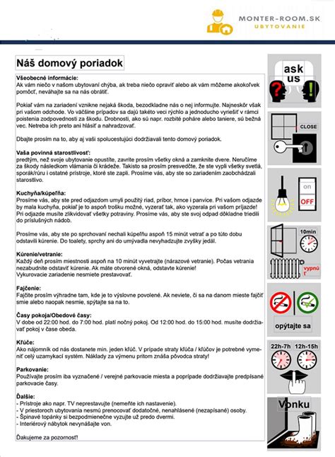 Domový poriadok na nástenke