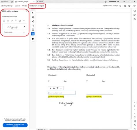 Ilustrácia elektronického podpisu na dokumente
