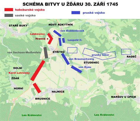 Dobová mapa bojiska pri Slavkove