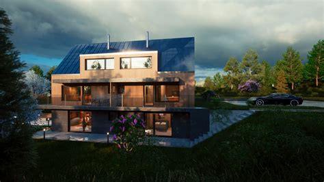 vizualizácia modernej rodinnej chaty