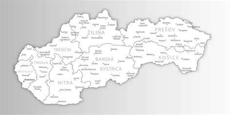 Mapa Slovenska s vyznačenými oblasťami