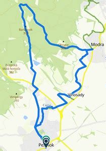 Mapa cyklotrasy Modra Vinosady Dubová