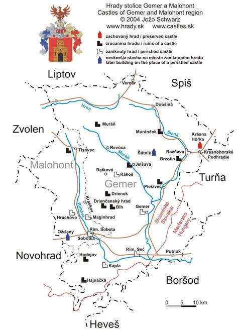 Mapa regiónov Gemer a Malohont