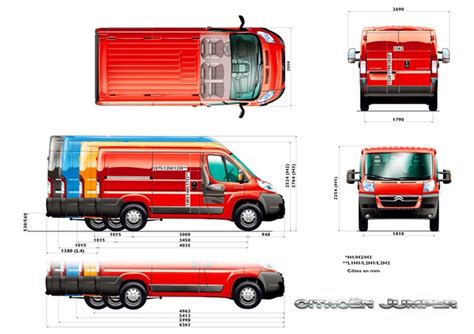 Diagram znázorňujúci rozmery ložnej plochy Citroen Jumper