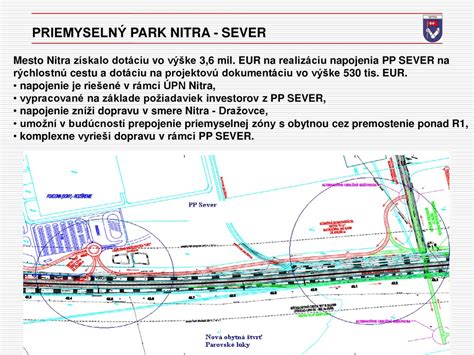 Mapa ukazujúca polohu priemyselného parku Nitra Sever a navrhovanú križovatku