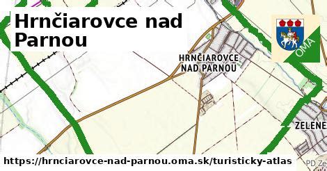 Mapa obce Hrnčiarovce nad Parnou s vyznačenou blízkosťou Trnavy