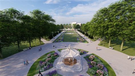 Vizualizácia balkóna s výhľadom na mestský park