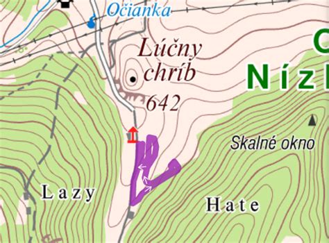 Mapa Liptovskej Štiavnice s vyznačenou polohou pozemkov
