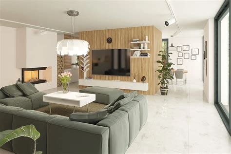 3D vizualizácia moderného interiéru obývacej izby