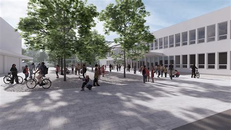 Architektonická vizualizácia modernej prístavby školy