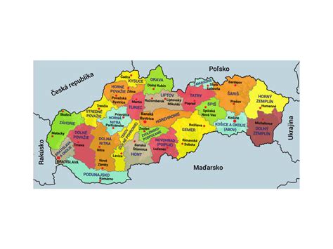 Mapa Slovenska s vyznačenými regiónmi a priemernými nákladmi na bývanie