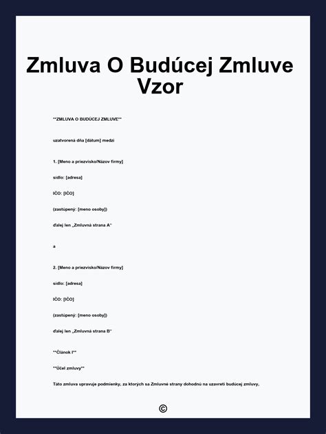 Diagram znázorňujúci štruktúru zmluvy o budúcej zmluve