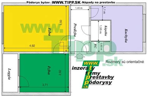 Pôdorys moderného 2-izbového bytu s loggiou