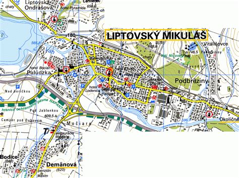 Mapa Liptovského regiónu s vyznačenými mestami Liptovský Mikuláš a Ružomberok