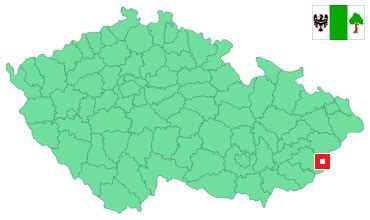 Mapa Zlínského kraja s vyznačenou obcou Horní Lideč