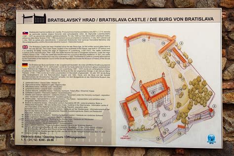 Mapa Bratislavského hradu s vyznačenými zaujímavými bodmi