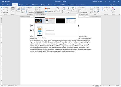 Screenshot MS Word s nastavením okrajov