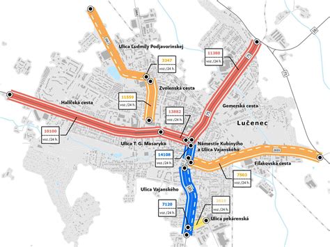 Mapa sídliska Rúbanisko v Lučenci s vyznačenými ulicami