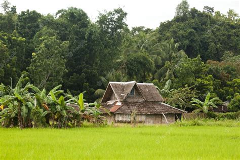 Rural house near a water reservoir
